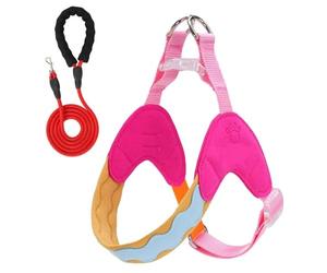 Cet Ensemble Harnais et Laisse Anti-Traction en Forme de Y est conçu pour Les Saint Bernard et Comprend Un Gilet de Poitrine rembourré réglable et des Bandes réfléchissantes. Pink S+1.5M