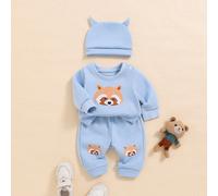 Cet ensemble pour nouveau-né garçon comprend un Top et un pantalon, conçu avec un motif adorable de raton laveur de bande dessinée, réalisé dans des tissus de qualité et avec des designs réfléchis pou