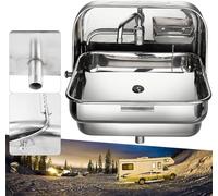 Cet évier de Cuisine Pliable est idéal pour Les Camping-Cars et Les Bateaux et est équipé d'un Robinet Pliable. Il Convient également aux fourgons aménagés, aux caravanes et Autres véhicules