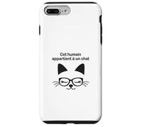 Cet Humain Appartient à Un Chat, Cadeau d'amour Amusant pour Le propriétaire d'un Animal de Compagnie Coque pour iPhone 7 Plus/8 Plus