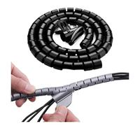 CETEOR Protecteur de câble, 2M Flexible Noir Protecteur de câble enroulé Ligne Tube de Gestion enroulé.(16mmx2m Black)