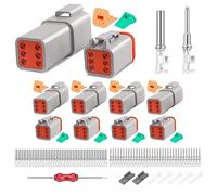 Cetfuro Kit de 5 Connecteurs DT à 6 Broches, Connecteur DT Étanche, Contacts Estampés Taille 16, Bouchons D'Étanchéité pour Voiture, Camion, Moto Facile à Utiliser