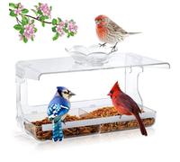Cetfuro Mangeoire à Oiseaux de Fenêtre avec Crochets Autocollants Non Marquants, Mangeoire à Oiseaux à Fenêtre Transparente pour L'Extérieur, Nichoir à Oiseaux Transparent