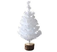 Cetfuro Mini Sapin de NoëL pour Table, Sapins de NoëL Blancs Sapin de NoëL avec Base en Bois pour DéCoration de Bureau, Maison, NoëL 40 Cm