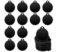 Cetfuro Paquet de 25 éTiquettes Vierges Rondes en Aluminium, Blancs D'Estampage Noirs, Disques Vierges de Gravure, Blancs en MéTal, Porte-CléS, éTiquette de Chien