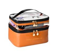 Cetfuro Trousses de Maquillage de Voyage à Grande Couche, Trousse de Maquillage Transparente, Sac de Soins de la Peau, Sac de Rangement de Maquillage Marron