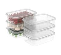 Cetomo 1.1L*6 Boîte Conservation Alimentaire, Conteneur Alimentaire, Boîte de Rangement, Récipient de Congélateur avec Couvercle, Sécuritaire au Micro-ondes, Sans BPA, Plastique, Clair, 1.1L-Lot de 6