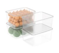 Cetomo 10L*4 Boîte Conservation Alimentaire, Conteneur Alimentaire, Boîte de Rangement, Récipient de Congélateur avec Couvercle, Sécuritaire au Micro-ondes, Sans BPA, Plastique, Clair, 10L-Lot de 4