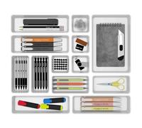 Cetomo 14 Pièces Organisateurs de Tiroir, organisateur de tiroirs avec 4 tailles, boîte de rangement en plastique, séparateurs de tiroir pour la maison, bureau et cosmétiques, Blanc