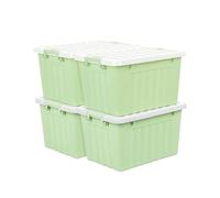 Cetomo 15L*4 Boîtes de Rangement avec Couvercles, Boîte de Rangement en Plastique avec Fermetures à Clipser, Empilable, Encastrable, pour Placard de Bureau à Domicile, Vert, 15L, Lot de 4
