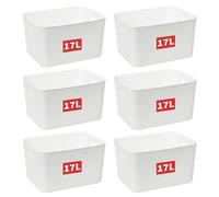 Cetomo 17L*6 Panier de Rangement, Boîte de Rangement Ouverte en Plastique, Conteneurs pour Étagères, Organisateurs avec Poignées pour Bureau, Comptoirs, Armoires, PP, Blanc, 17L-Lot de 6 (35*27*20cm)