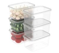 Cetomo 2.2L*6 Boîte Conservation Alimentaire, Conteneur Alimentaire, Boîte de Rangement, Récipient de Congélateur avec Couvercle, Sécuritaire au Micro-ondes, Sans BPA, Plastique, Clair, 2.2L-Lot de 6