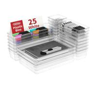 Cetomo 25 Pièces Organisateurs de Tiroir, organisateur de tiroirs avec 4 tailles, boîte de rangement en plastique, séparateurs de tiroir pour la maison, bureau et cosmétiques, Transparent