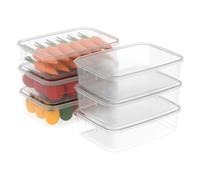 Cetomo 3.5L*6 Boîte Conservation Alimentaire, Conteneur Alimentaire, Boîte de Rangement, Récipient de Congélateur avec Couvercle, Sécuritaire au Micro-ondes, Sans BPA, Plastique, Clair, 3.5L-Lot de 6