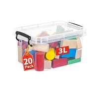 Cetomo 3L*20 Boîte de rangement minimaliste, Conteneur de rangement en plastique, Petit organiseur de bureau élégant et extrêmement solide, ultra-transparente, 3L - lot de 20