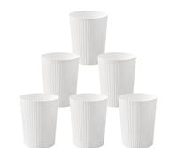 Cetomo 7.2L*6 Corbeille à Papiers, Poubelle en Plastique à Rayures, Corbeille à Papier Ronde pour La Chambre, La Cuisine et Le Bureau, Empilable, Mat, Givré, PP, Sans BPA, Blanc, 7.2L (6 pièces).