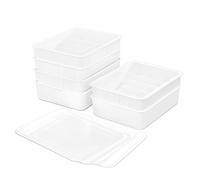 Cetomo Boîte de rangement en plastique à 15 compartiments pour lingerie et chaussettes avec couvercle, organisateur de chaussettes, organisateur de tiroir empilable avec séparateurs, panier de