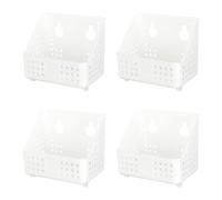 Cetomo Lot de 4 paniers suspendus en plastique avec trou, boîtes de rangement murales, paniers à suspendre avec crochets, pour salle de bain, douche, cuisine, blanc, 19,7 x 13 x 17 cm