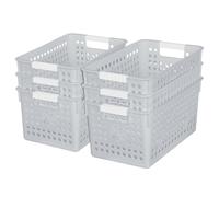 Cetomo Lot de 6 boîtes de rangement ouvertes en plastique avec poignées - Pour la maison, la cuisine et le bureau - Gris (27 x 18 x 14,5 cm)