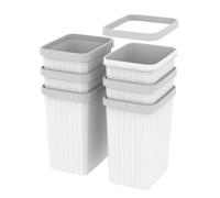 Cetomo Lot de 6 corbeilles de 8,2 l x 6, poubelle, corbeille à papier, poubelle pour salle de bain, cuisine, bureau à domicile, dortoir - Blanc