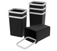 Cetomo Lot de 6 corbeilles de 8,2 l x 6, poubelle, corbeille à papier, poubelle pour salle de bain, cuisine, bureau à domicile, dortoir - Noir