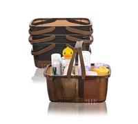 Cetomo Panier de douche en plastique, organisateur de douche avec poignée rabattable, boîte de rangement portale à trous de drainage pour salle de bain, cuisine, dortoir, transparent marron (lot de 4)