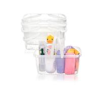 Cetomo Panier de douche en plastique, organisateur de douche avec poignée rabattable, boîte de rangement portale à trous de drainage pour salle de bain, cuisine, dortoir, transparent (lot de 4)