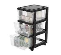 Cetomo Tour de Rangement, Tiroirs de Rangement en Plastique, Caisson de Bureau sur Roues Verrouillables pour Domicile à Chambre, Dormoir, Détachable, Combinaison Libre, Transparent et Noir, 3 Tiroirs
