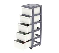 Cetomo Tour de Rangement, Tiroirs de Rangement en Plastique, Caisson de Bureau sur Roues Verrouillables pour Domicile à Chambre, Dormoir, Détachable, Combinaison Libre, Blanc et Gris, 5 Tiroirs