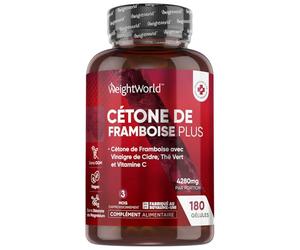Cétone de Framboise Avancée 180 Gélules Vegan Complex 8-en-1 : Vinaigre de Cidre, Thé Vert, Caféine, Açaï, Fucus Vesiculosus, Pectine, Vitamine C, Raspberry Ketone de Framboise Regime Keto (Cétogène)