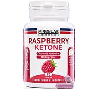 Cétone de Framboise - Raspberry Ketone Pure - Dosage élevé : 1200mg - Complément alimentaire minceur renforcé : fibre d’acacia - Idéal Régime Keto - 90 gélules - Laboratoire Français MironLab®