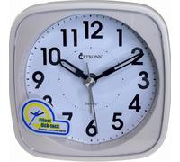 Cetronic Réveil Blanc avec Fonction Alarme Progressive Bip, Mouvement Silencieux, rétro-éclairage LED Vert, Fonction répétition (Snooze)