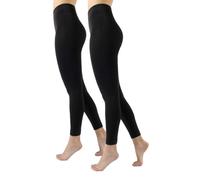 Cette 1/2 Paires - Collant Thermique sans Pied, Legging Opaque, Legging Chaud molletonné, intérieur Polaire, Collant sans Pied d’Hiver | 300 DEN | Noir | S/M, M/L, L/XL (M-L, 2 X Noir)