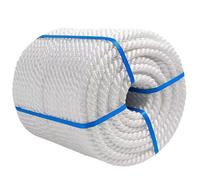 Cette amarre en Nylon tressé à Trois brins de qualité Marine est idéale pour l'amarrage de Yachts, pontons, Kayaks et canoës (10 mm, 100 m).
