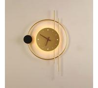 Cette Applique Murale créative 2 en 1 for intérieur Peut être utilisée comme Horloge ou comme Lampe Murale, dans Les Salons, Les Studios, Les escaliers et Les couloirs.(Gold)