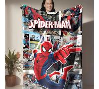 Cette couverture en flanelle est thématique, avec un arrière-plan qui mélange des panneaux de bandes dessinées vintage et le costume classique de super-héros, lui donnant un sentiment nostalgique et u