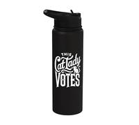 Cette dame aux chats vote - Un drôle de chat pour les élections américaines Stainless Steel Insulated Water Bottle