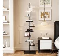 Cette étagère Invisible, composée d'une Structure métallique, est Une Tour de bibliothèque Ouverte, Haute et étroite, idéale pour Les Petits espaces et Parfaite pour Ranger Livres, CD et obj