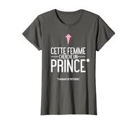 Cette Femme Cherche Un Prince Humour Célibataire T-Shirt, Femme, Asphalte, XL