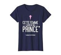 Cette Femme Cherche Un Prince Humour Célibataire T-Shirt, Femme, Bleu Marine, M
