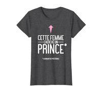 Cette Femme Cherche Un Prince Humour Célibataire T-Shirt, Femme, Chiné Foncé, 3XL