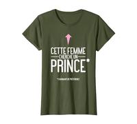 Cette Femme Cherche Un Prince Humour Célibataire T-Shirt, Femme, Olive, M