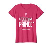 Cette Femme Cherche Un Prince Humour Célibataire T-Shirt, Femme, Rouge Chiné, XXL