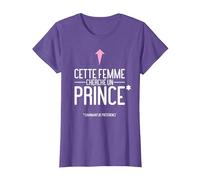 Cette Femme Cherche Un Prince Humour Célibataire T-Shirt, Femme, Violet Chiné, XL