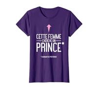Cette Femme Cherche Un Prince Humour Célibataire T-Shirt, Femme, Violet, XL