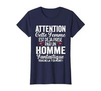 Cette Femme Est Prise Cadeau Saint Valentin Couple T-Shirt, Femme, Bleu Marine, XL