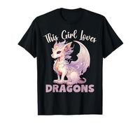 Cette fille aime le dragon pour filles en rose et violet T-Shirt