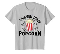 Cette Fille Aime Le Pop-Corn, Les Films de cinéma, Le Pop-Corn pour Femmes T-Shirt, Enfant, Argent, 8 Ans