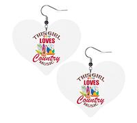 Cette fille aime les boucles d'oreilles en cuir de musique country pour les femmes pendantes boucle d'oreille goutte pendentif coeur avec crochet cadeaux pour fille adulte