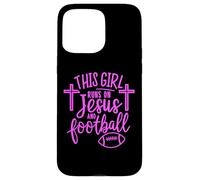 Cette Fille Court sur Jésus et Le Football Bible Religion Dieu Priez Coque pour iPhone 15 Pro Max
